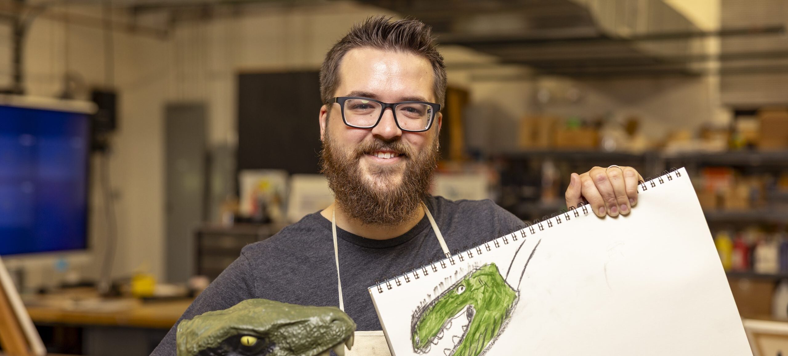 Student inside the art studio.