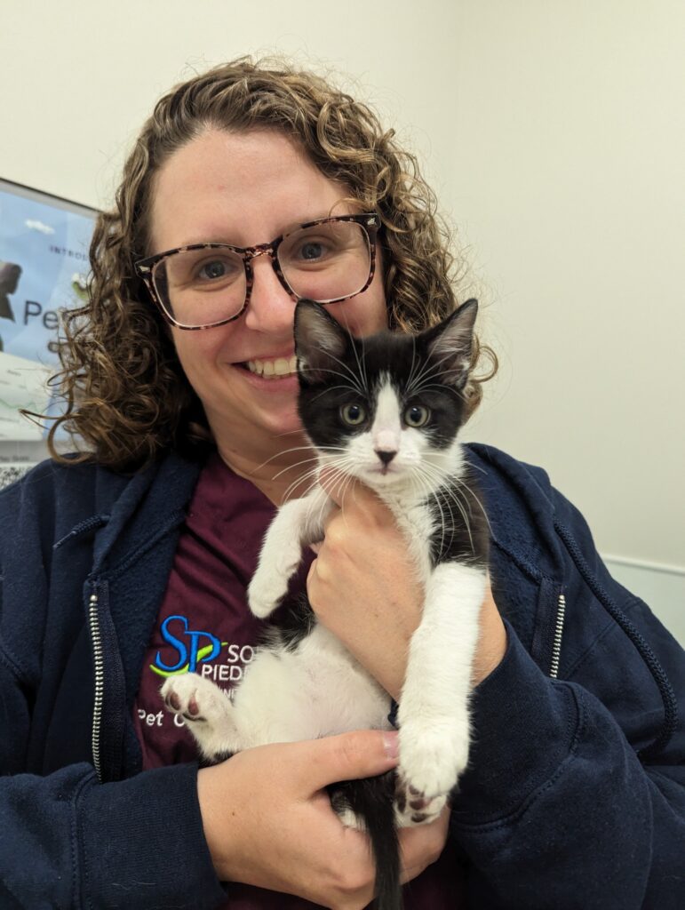 South Piedmont student Brianna Whorl holding a cat.