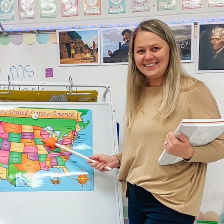 South Piedmont alumna Anna Blackwelder teaching at an elementary school.