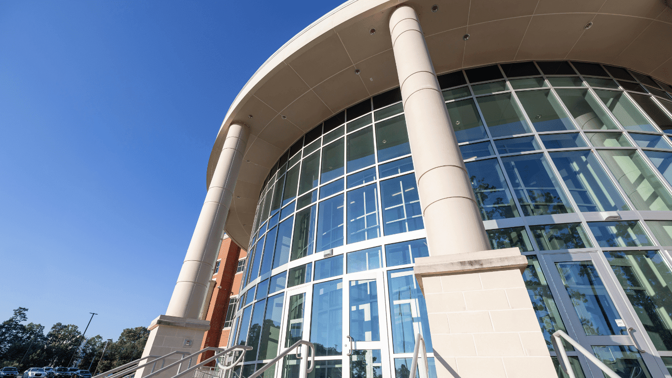 Photo of the windows of the Main Building on South Piedmont's OCH campus.