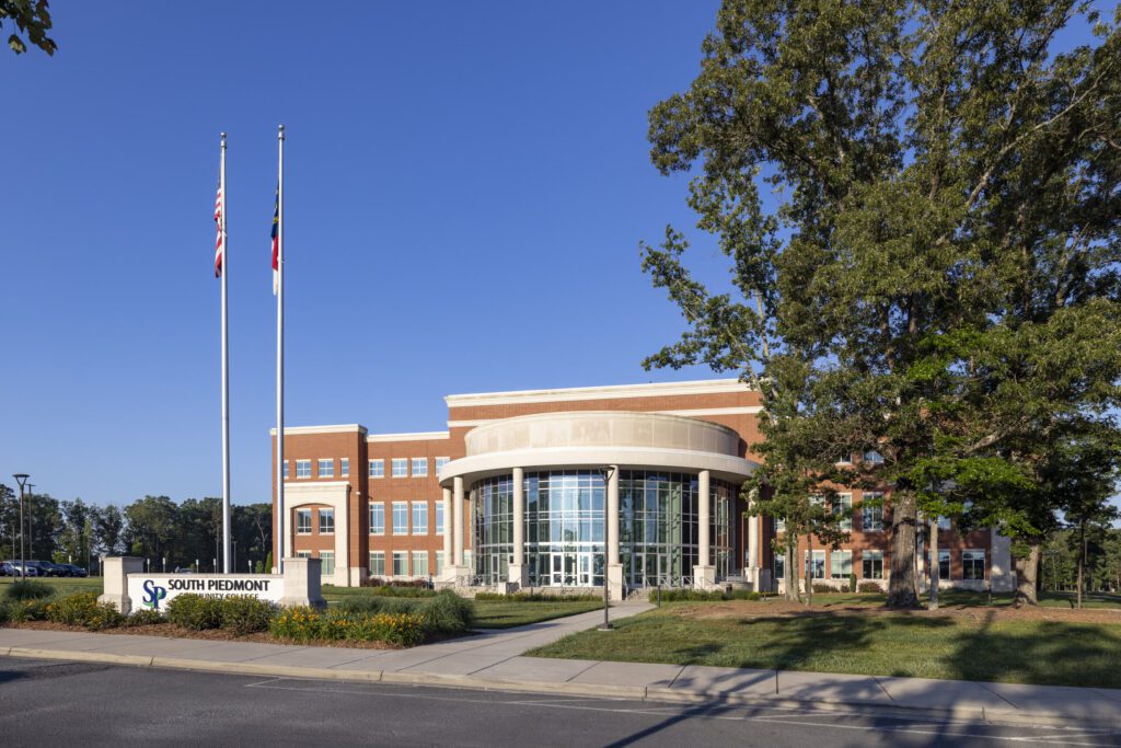 Photo of the Main Building on South Piedmont's Old Charlotte Highway campus.