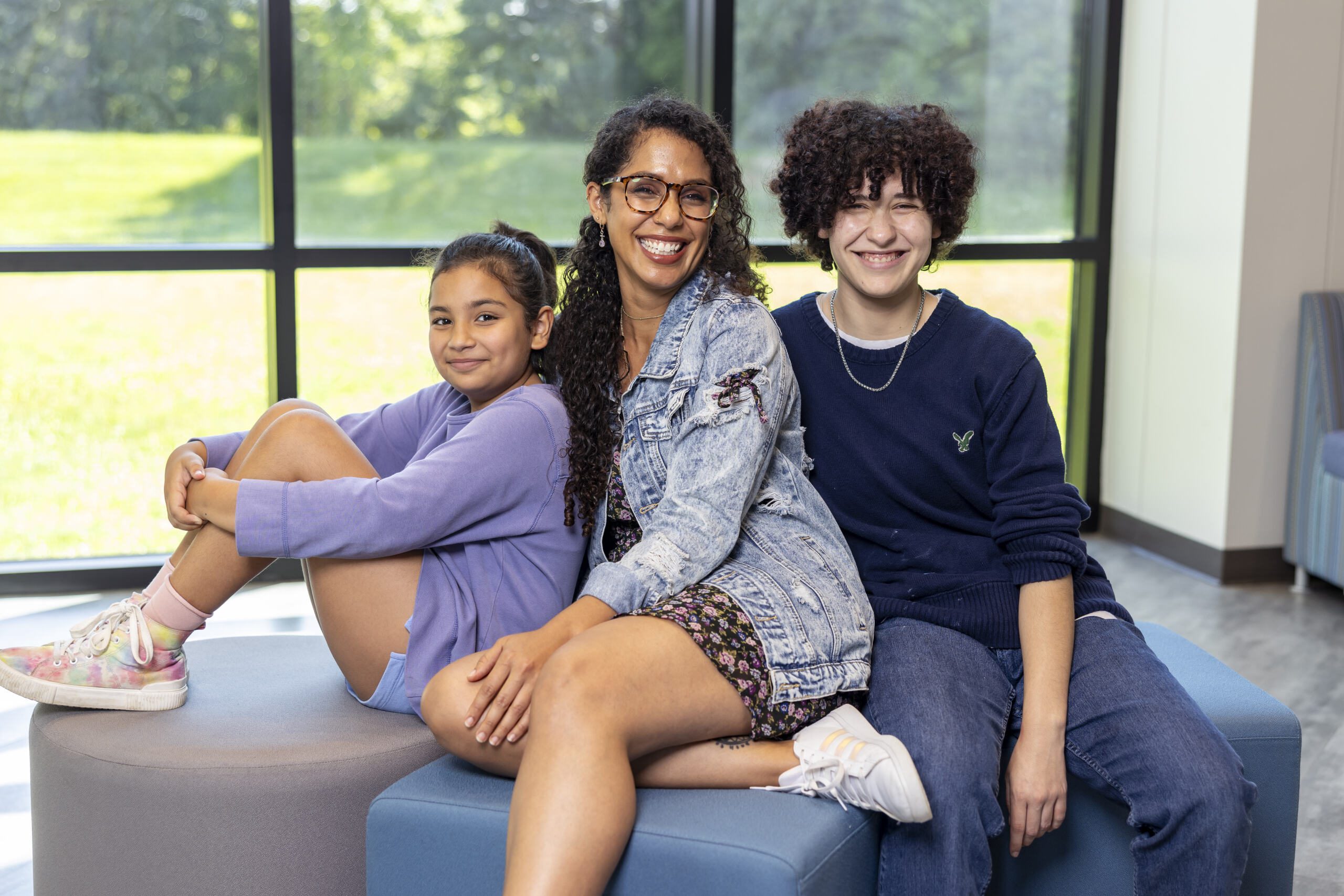 Adult student with her children.