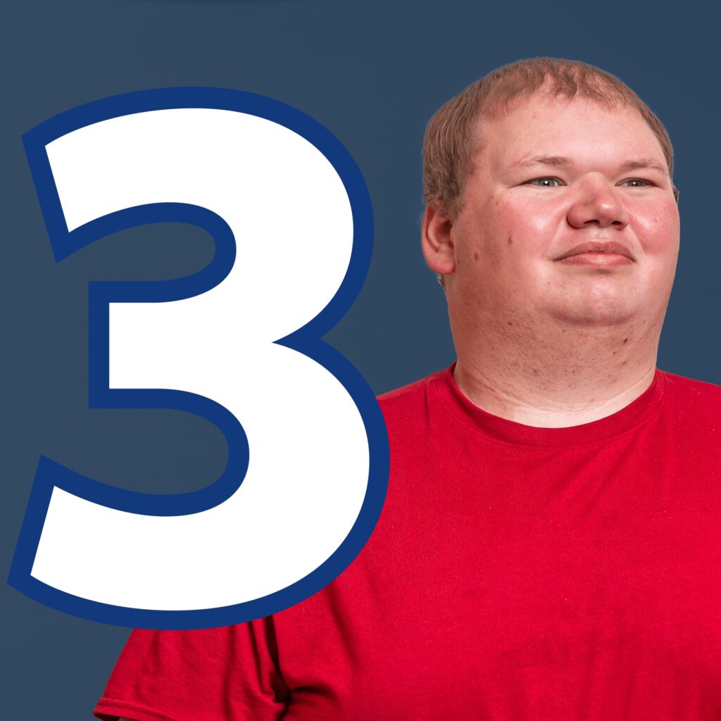 A graphic image of a man looking to his left with a large "3" overlaid.