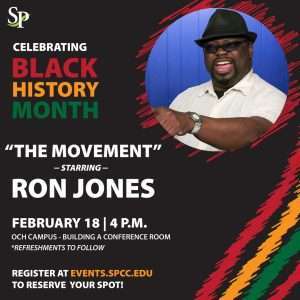 Graphic image advertising a performance by Ron Jones.