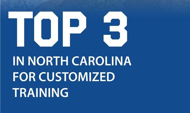 A graphic image announcing that South Piedmont is No. 3 in the state of North Carolina for customized training.
