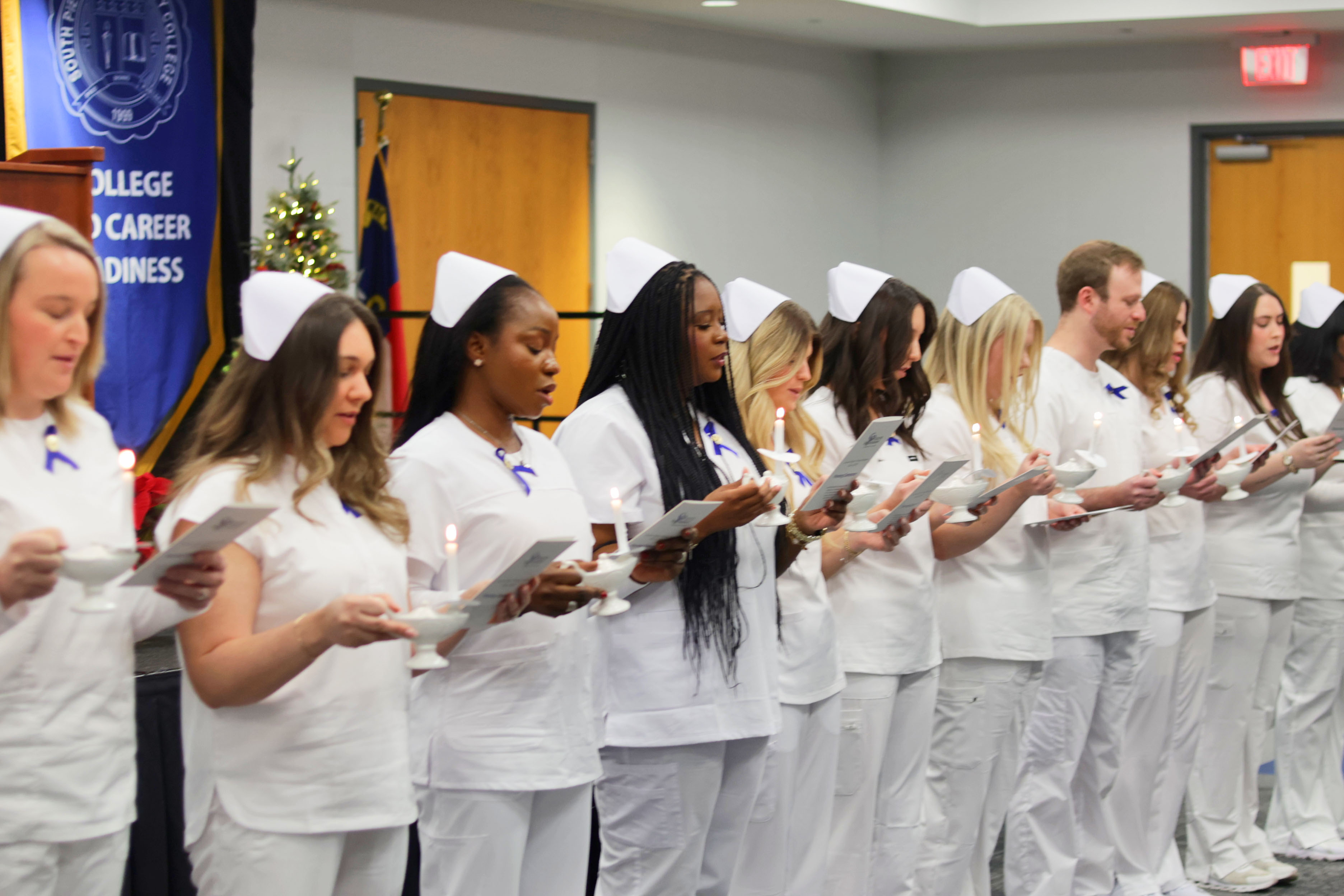 Nursing students lined up together at the pinning ceremony.