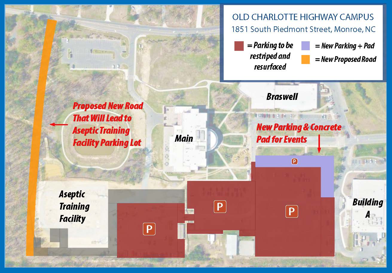 A map of parking on a college campus.
