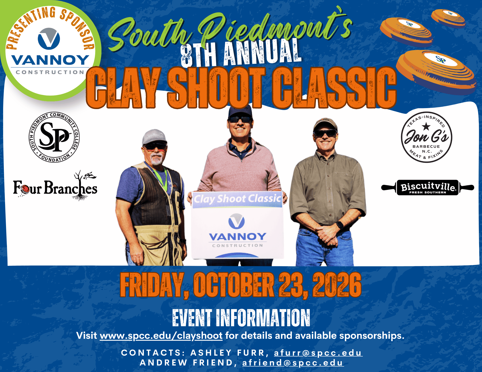 Flyer that details the upcoming ClayShoot Classic event happening in October 23, 2026.