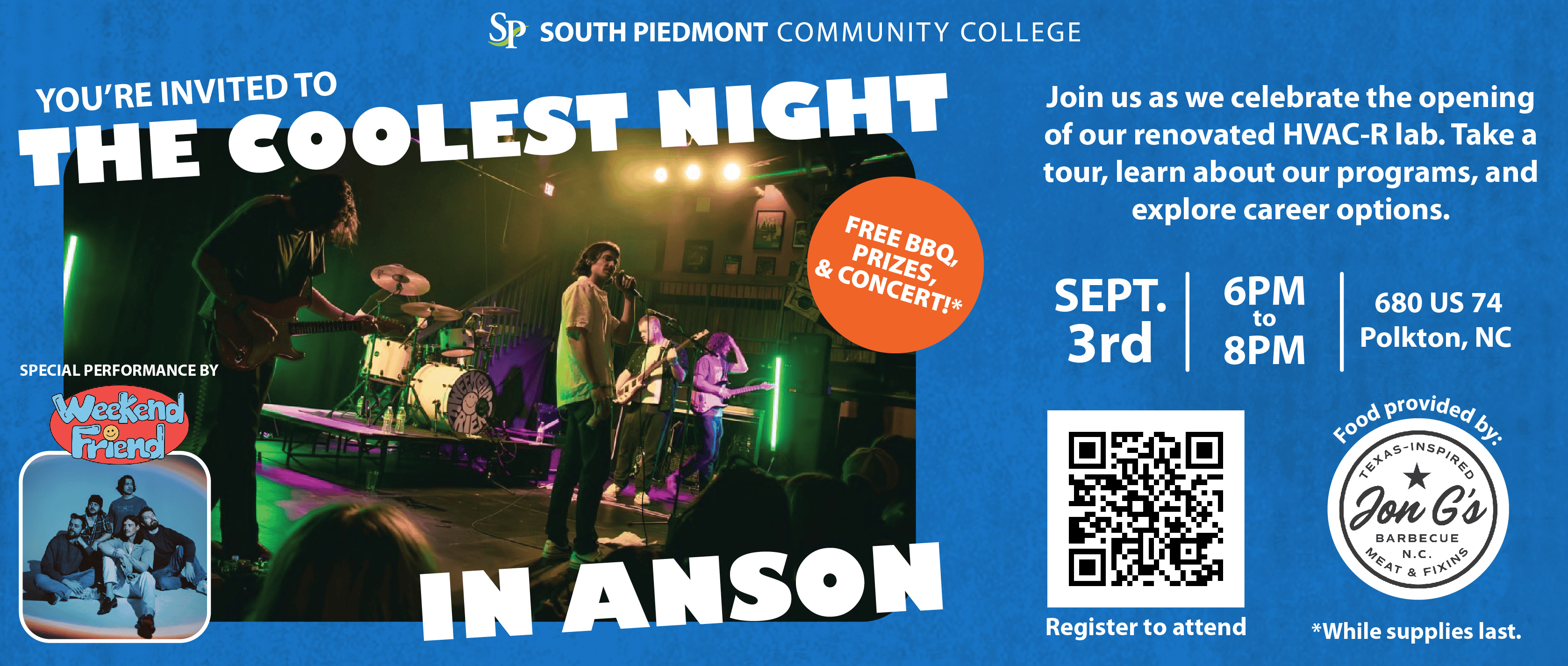 A graphic advertising South Piedmont's Coolest Night in Anson event. All details on the graphic are included in the post text.